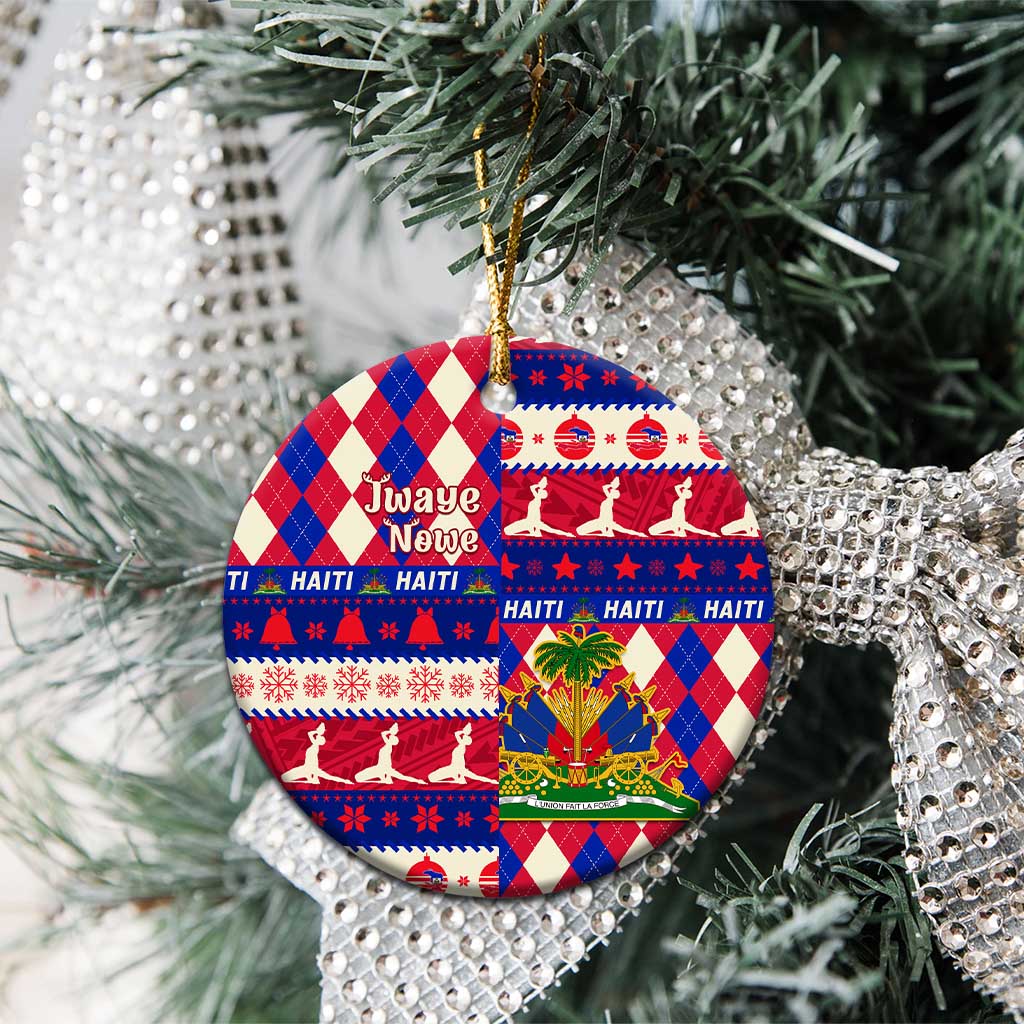 Afro Haiti Christmas Ceramic Ornament Jwaye Nowe Neg Marron With Coat Of Arms - African Pride