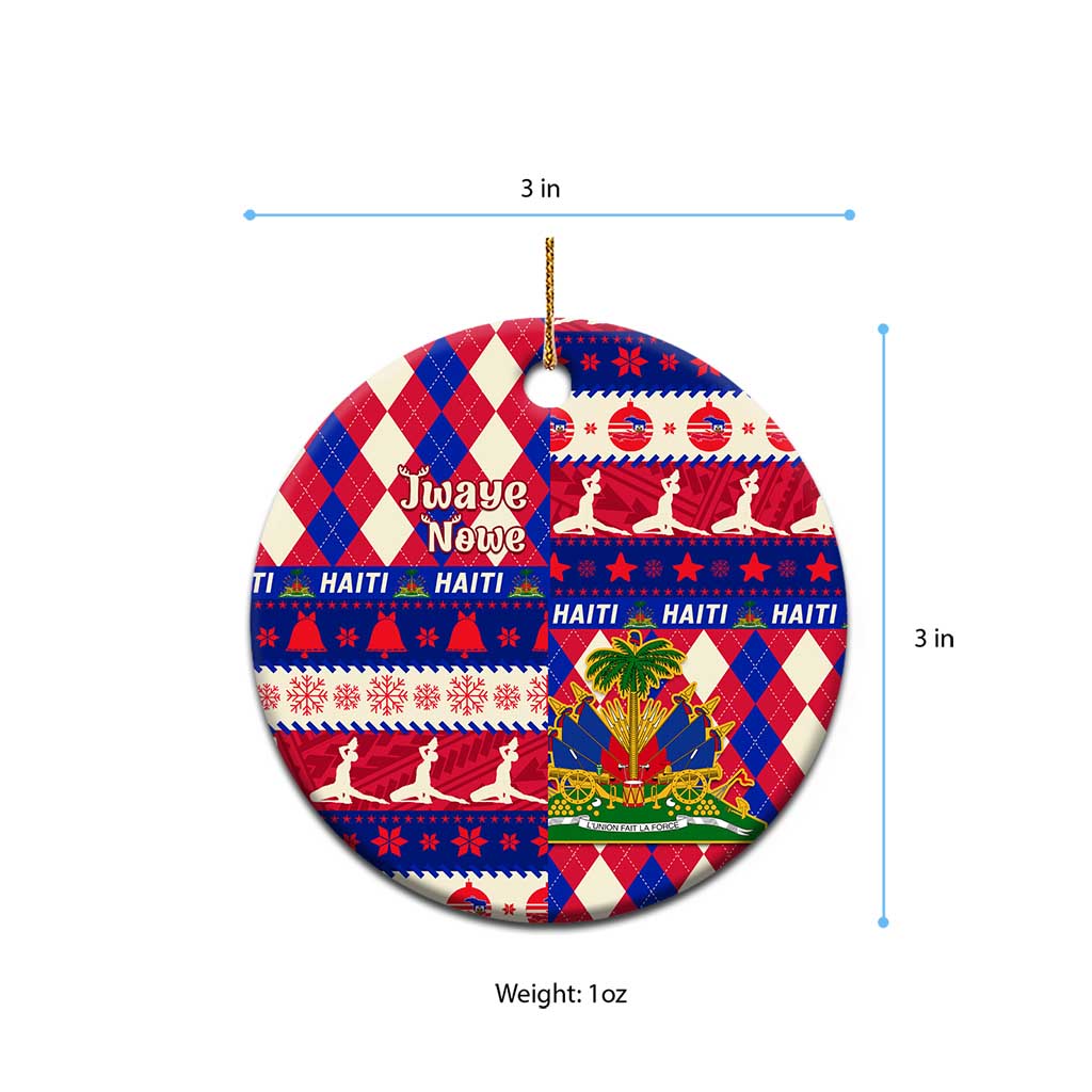 Afro Haiti Christmas Ceramic Ornament Jwaye Nowe Neg Marron With Coat Of Arms - African Pride