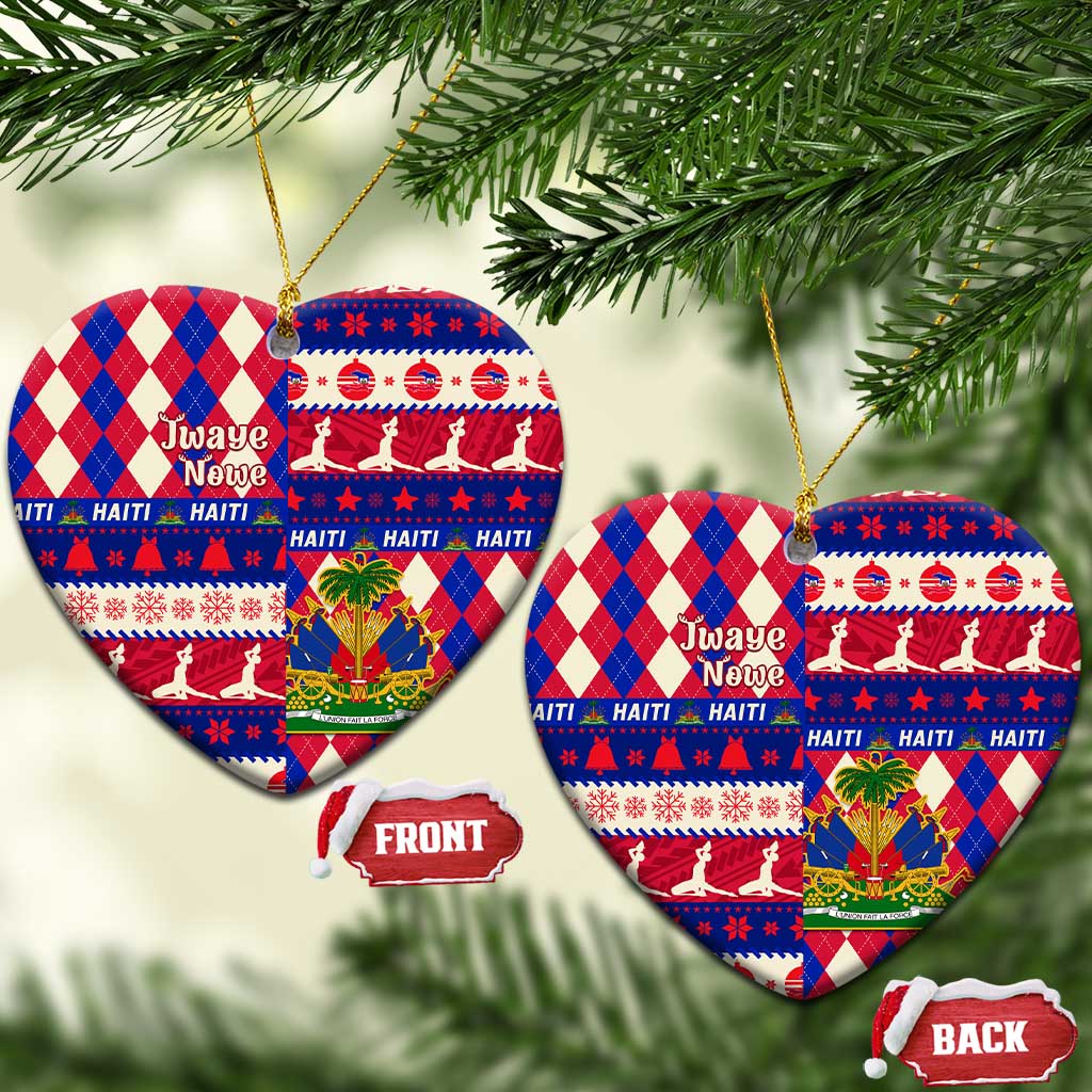 Afro Haiti Christmas Ceramic Ornament Jwaye Nowe Neg Marron With Coat Of Arms - African Pride