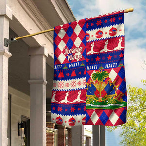 Afro Haiti Christmas Garden Flag Jwaye Nowe Neg Marron With Coat Of Arms - African Pride