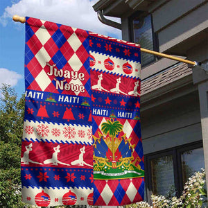 Afro Haiti Christmas Garden Flag Jwaye Nowe Neg Marron With Coat Of Arms - African Pride