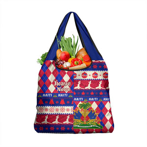 Afro Haiti Christmas Grocery Bag Jwaye Nowe Neg Marron With Coat Of Arms - African Pride