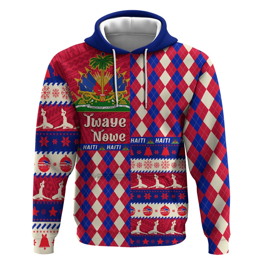 Afro Haiti Christmas Hoodie Jwaye Nowe Neg Marron With Coat Of Arms - African Pride