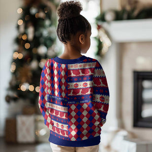 Afro Haiti Christmas Kid Ugly Christmas Sweater Jwaye Nowe Neg Marron With Coat Of Arms - African Pride