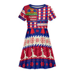 Afro Haiti Christmas Kid Short Sleeve Dress Jwaye Nowe Neg Marron With Coat Of Arms - African Pride