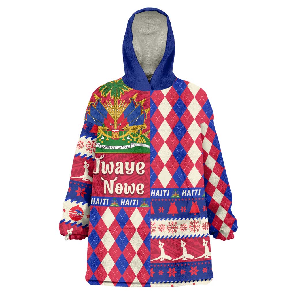 Afro Haiti Christmas Kid Wearable Blanket Hoodie Jwaye Nowe Neg Marron With Coat Of Arms - African Pride