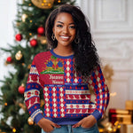 Afro Haiti Christmas Ugly Christmas Sweater Jwaye Nowe Neg Marron With Coat Of Arms - African Pride