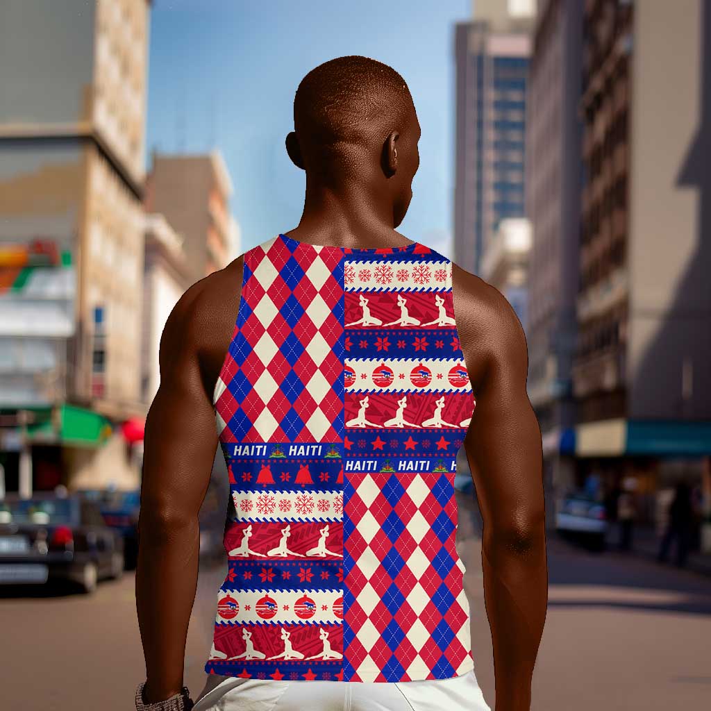 Afro Haiti Christmas Men Tank Top Jwaye Nowe Neg Marron With Coat Of Arms - African Pride