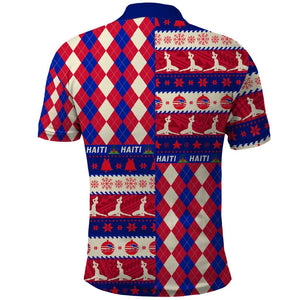 Afro Haiti Christmas Polo Shirt Jwaye Nowe Neg Marron With Coat Of Arms - African Pride