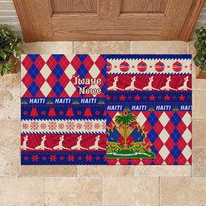 Afro Haiti Christmas Rubber Doormat Jwaye Nowe Neg Marron With Coat Of Arms - African Pride