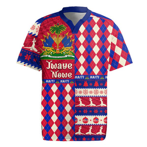 Afro Haiti Christmas Rugby Jersey Jwaye Nowe Neg Marron With Coat Of Arms - African Pride