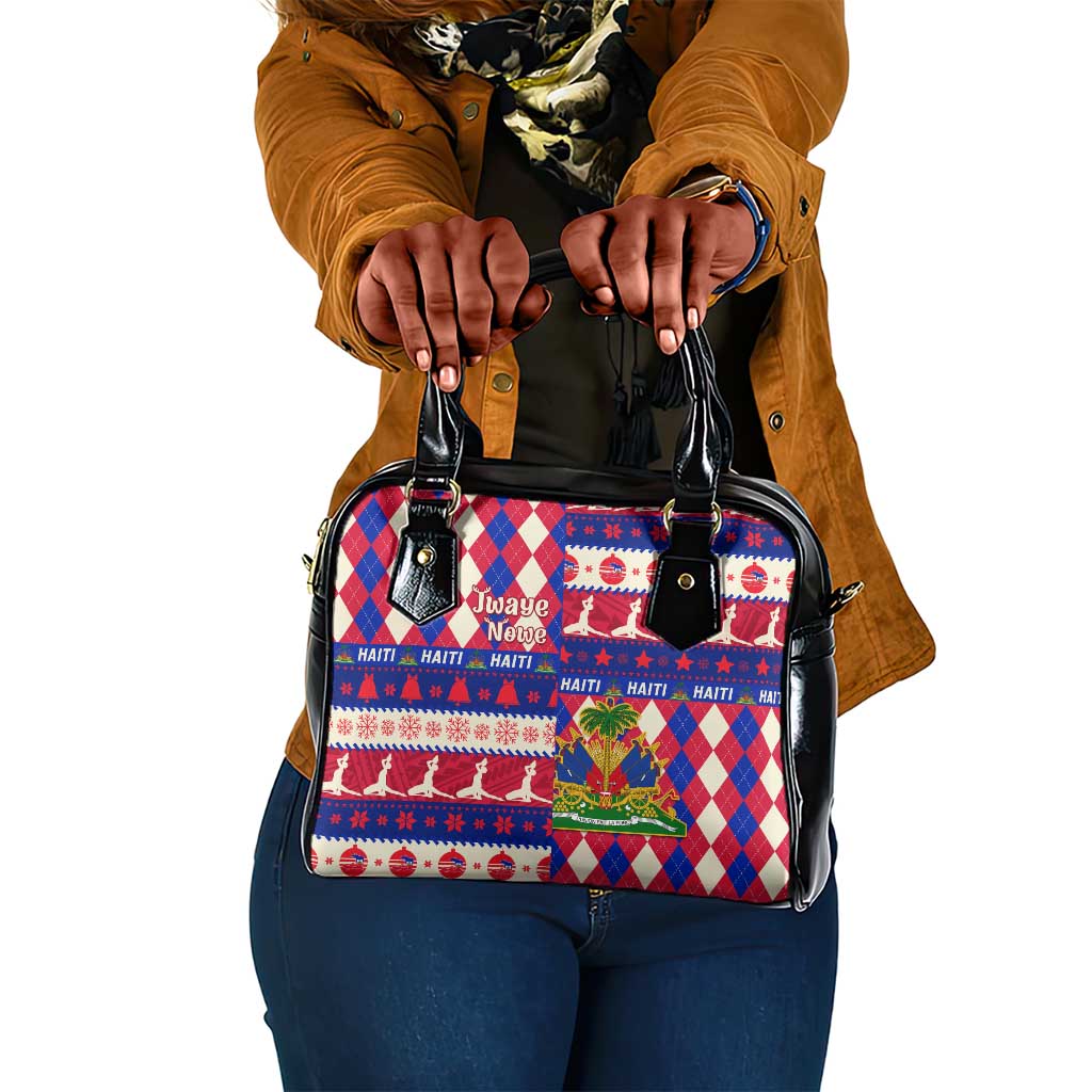 Afro Haiti Christmas Shoulder Handbag Jwaye Nowe Neg Marron With Coat Of Arms - African Pride