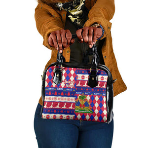 Afro Haiti Christmas Shoulder Handbag Jwaye Nowe Neg Marron With Coat Of Arms - African Pride