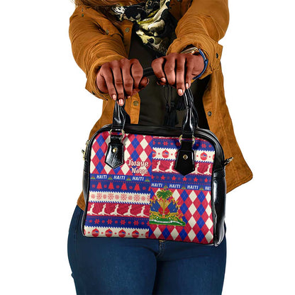 Afro Haiti Christmas Shoulder Handbag Jwaye Nowe Neg Marron With Coat Of Arms - African Pride