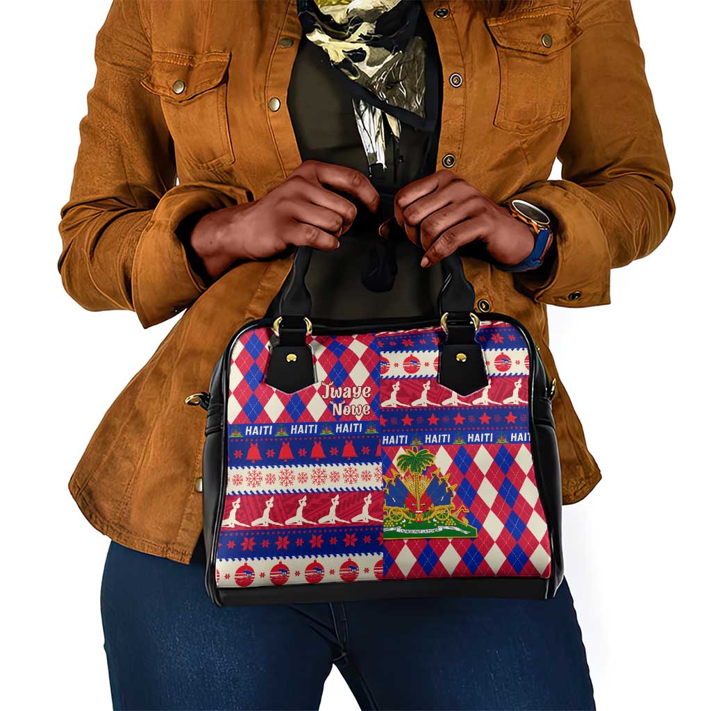Afro Haiti Christmas Shoulder Handbag Jwaye Nowe Neg Marron With Coat Of Arms - African Pride