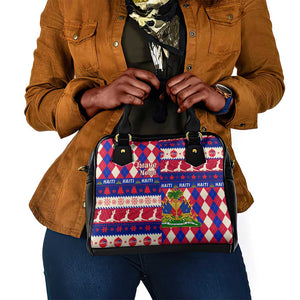 Afro Haiti Christmas Shoulder Handbag Jwaye Nowe Neg Marron With Coat Of Arms - African Pride