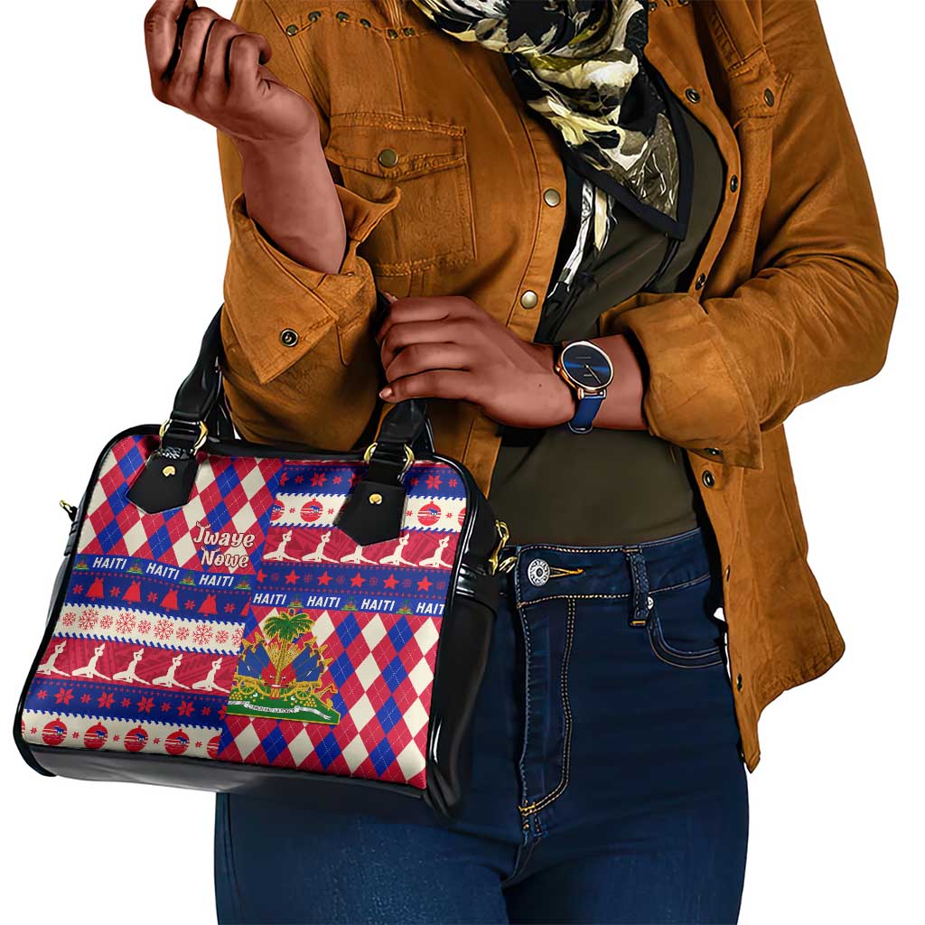 Afro Haiti Christmas Shoulder Handbag Jwaye Nowe Neg Marron With Coat Of Arms - African Pride