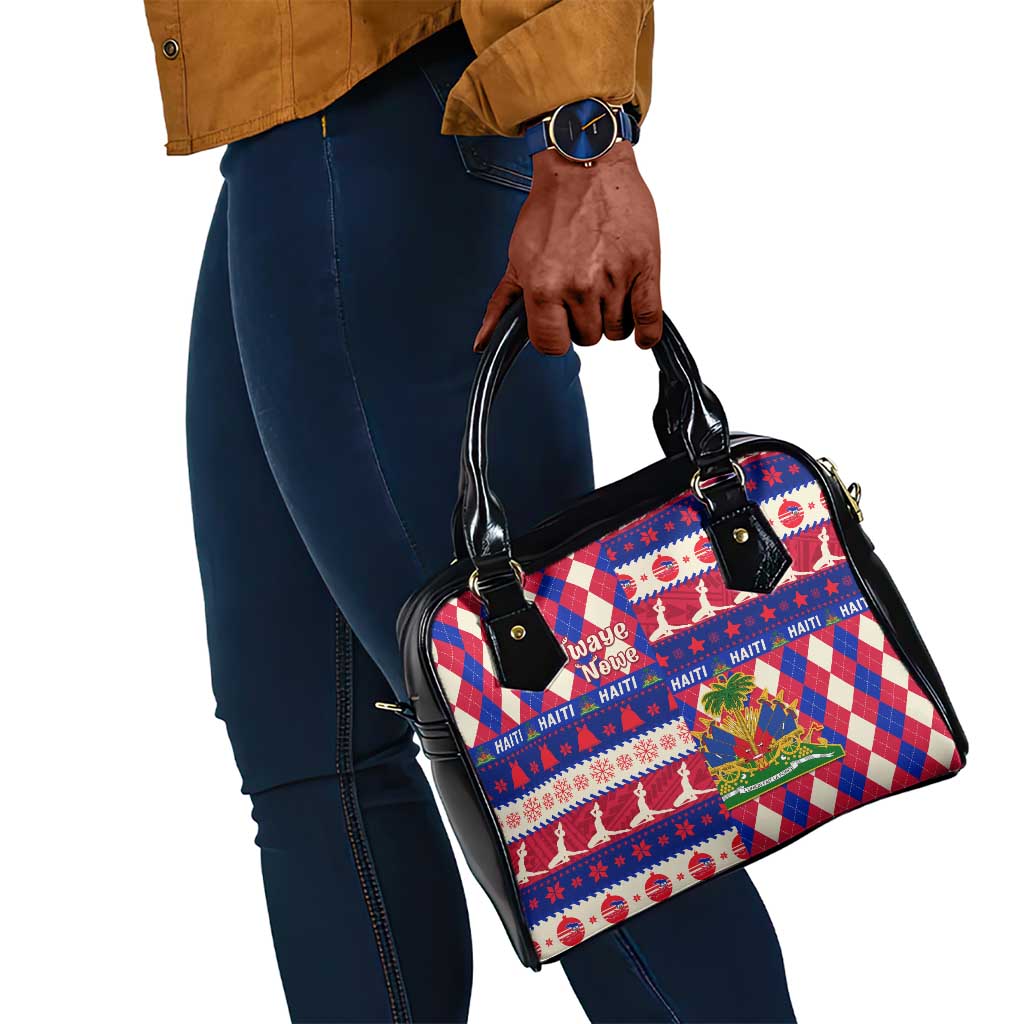 Afro Haiti Christmas Shoulder Handbag Jwaye Nowe Neg Marron With Coat Of Arms - African Pride