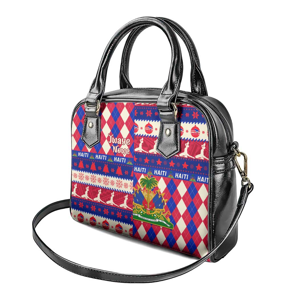 Afro Haiti Christmas Shoulder Handbag Jwaye Nowe Neg Marron With Coat Of Arms - African Pride
