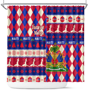 Afro Haiti Christmas Shower Curtain Jwaye Nowe Neg Marron With Coat Of Arms - African Pride
