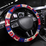 Afro Haiti Christmas Steering Wheel Cover Jwaye Nowe Neg Marron With Coat Of Arms - African Pride