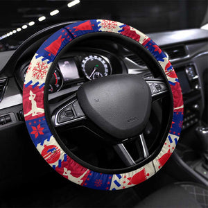Afro Haiti Christmas Steering Wheel Cover Jwaye Nowe Neg Marron With Coat Of Arms - African Pride