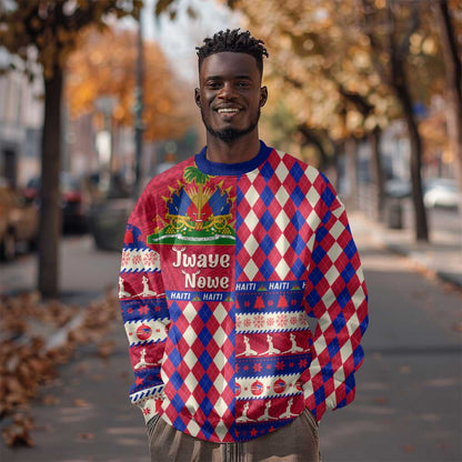 Afro Haiti Christmas Sweatshirt Jwaye Nowe Neg Marron With Coat Of Arms - African Pride