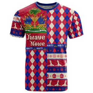 Afro Haiti Christmas T shirt Jwaye Nowe Neg Marron With Coat Of Arms - African Pride