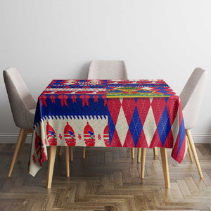 Afro Haiti Christmas Tablecloth Jwaye Nowe Neg Marron With Coat Of Arms - African Pride