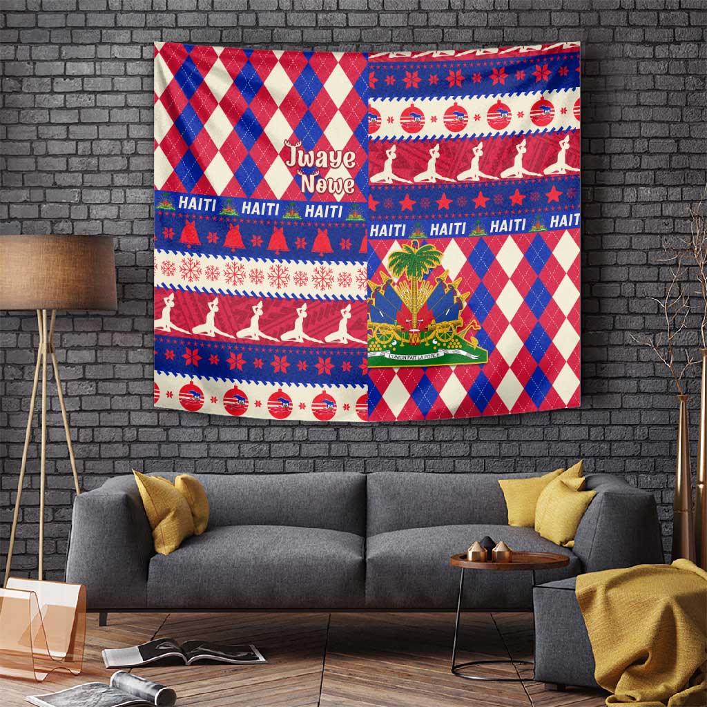 Afro Haiti Christmas Tapestry Jwaye Nowe Neg Marron With Coat Of Arms - African Pride