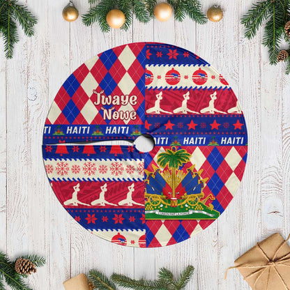 Afro Haiti Christmas Tree Skirt Jwaye Nowe Neg Marron With Coat Of Arms - African Pride