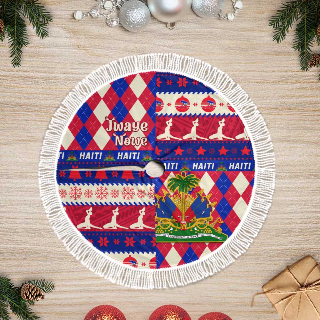 Afro Haiti Christmas Tree Skirt Jwaye Nowe Neg Marron With Coat Of Arms - African Pride