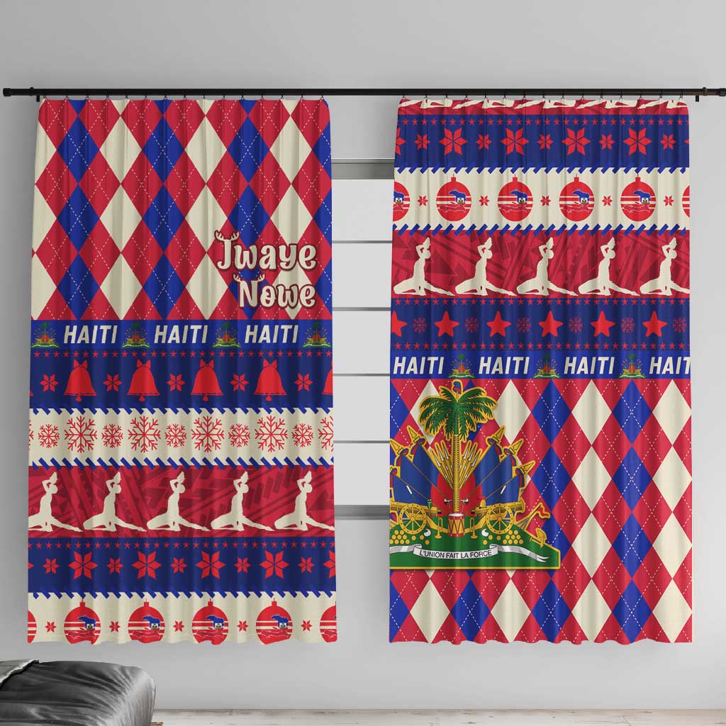 Afro Haiti Christmas Window Curtain Jwaye Nowe Neg Marron With Coat Of Arms - African Pride