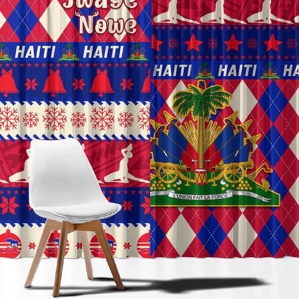 Afro Haiti Christmas Window Curtain Jwaye Nowe Neg Marron With Coat Of Arms - African Pride