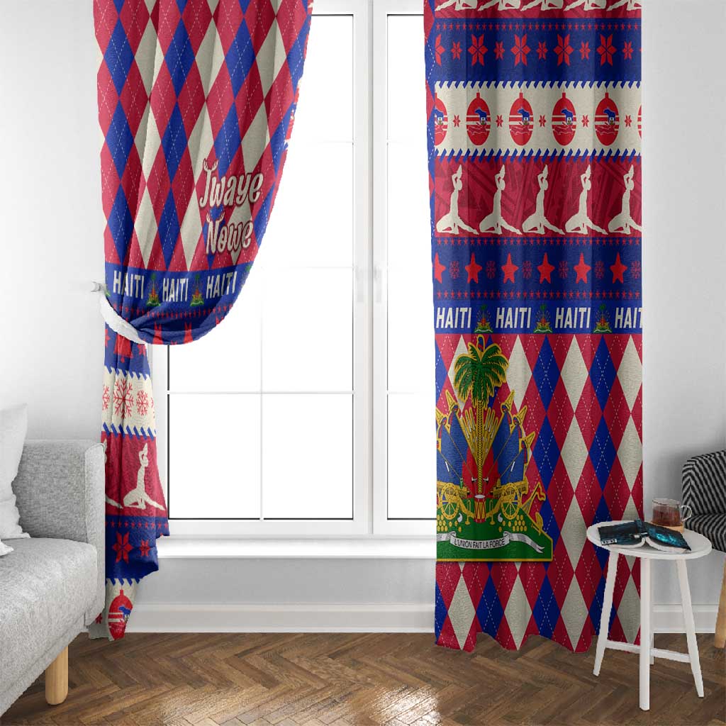 Afro Haiti Christmas Window Curtain Jwaye Nowe Neg Marron With Coat Of Arms - African Pride