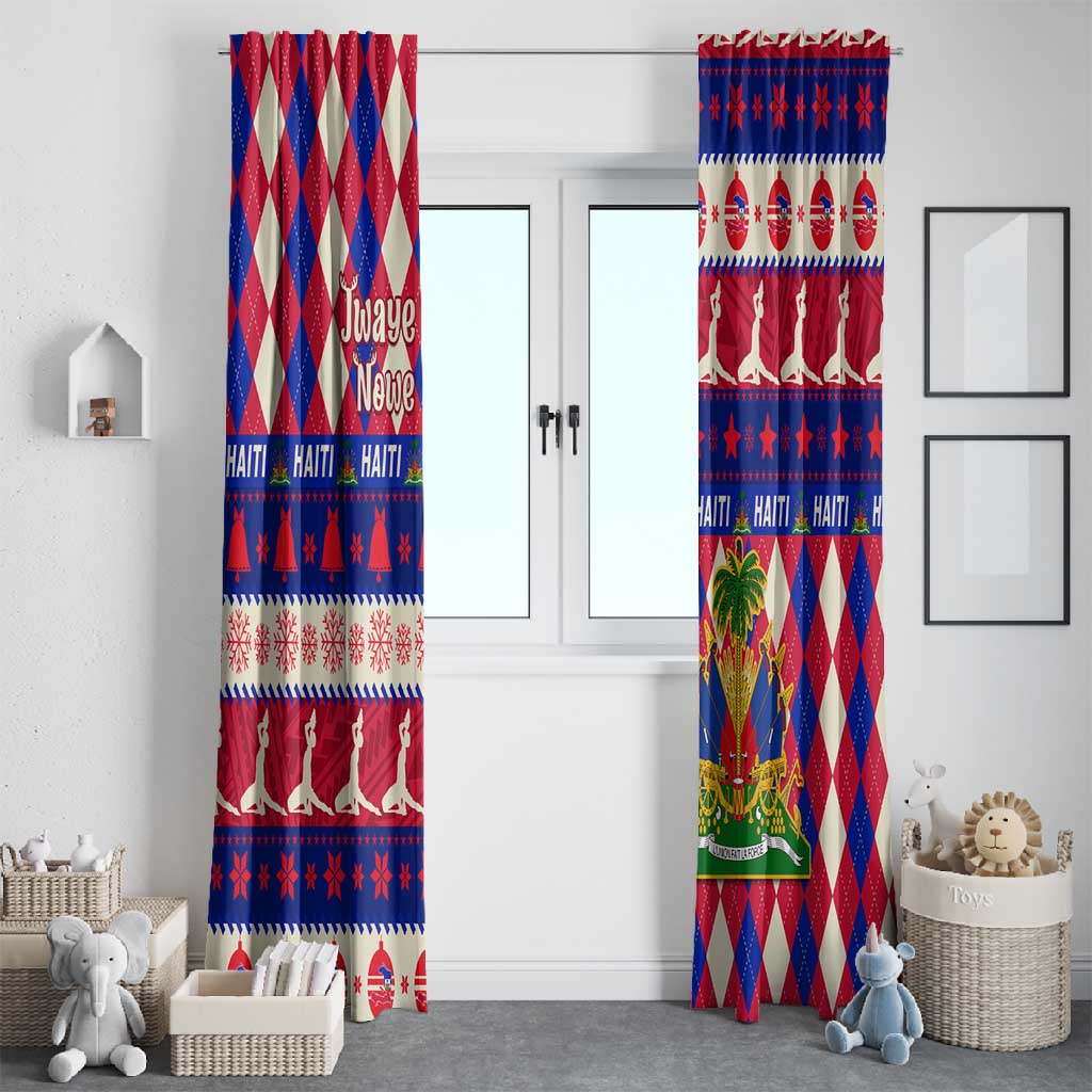 Afro Haiti Christmas Window Curtain Jwaye Nowe Neg Marron With Coat Of Arms - African Pride