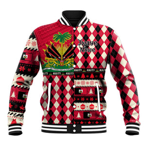 Afro Haiti 1964 Christmas Baseball Jacket Jwaye Nowe Neg Marron With Coat Of Arms - African Pride