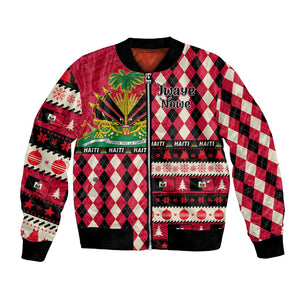 Afro Haiti 1964 Christmas Bomber Jacket Jwaye Nowe Neg Marron With Coat Of Arms - African Pride
