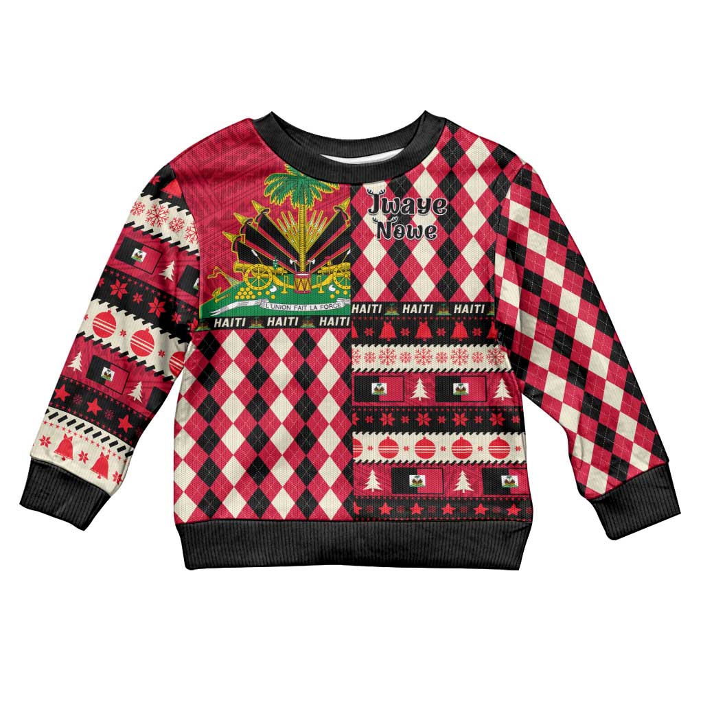 Afro Haiti Christmas 1964 Christmas Kid Ugly Christmas Sweater Jwaye Nowe Neg Marron With Coat Of Arms - African Pride