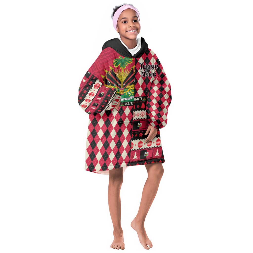Afro Haiti 1964 Christmas Kid Wearable Blanket Hoodie Jwaye Nowe Neg Marron With Coat Of Arms - African Pride