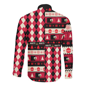 Afro Haiti 1964 Christmas Long Sleeve Button Shirt Jwaye Nowe Neg Marron With Coat Of Arms - African Pride