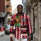 Afro Haiti 1964 Christmas Long Sleeve Button Shirt Jwaye Nowe Neg Marron With Coat Of Arms - African Pride