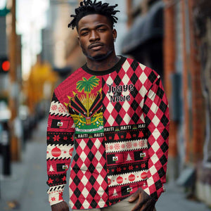 Afro Haiti 1964 Christmas Long Sleeve Shirt Jwaye Nowe Neg Marron With Coat Of Arms - African Pride