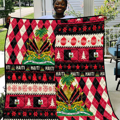 Afro Haiti 1964 Christmas Quilt Jwaye Nowe Neg Marron With Coat Of Arms - African Pride