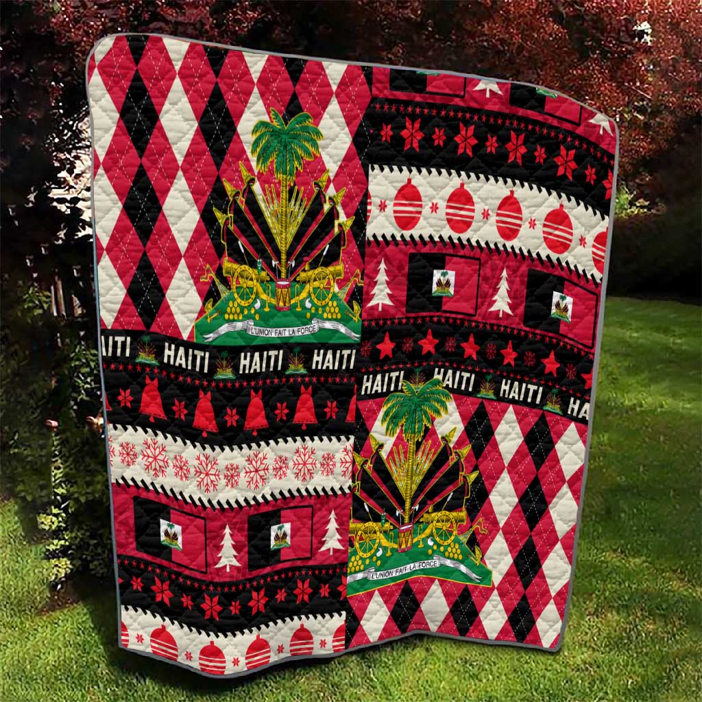 Afro Haiti 1964 Christmas Quilt Jwaye Nowe Neg Marron With Coat Of Arms - African Pride