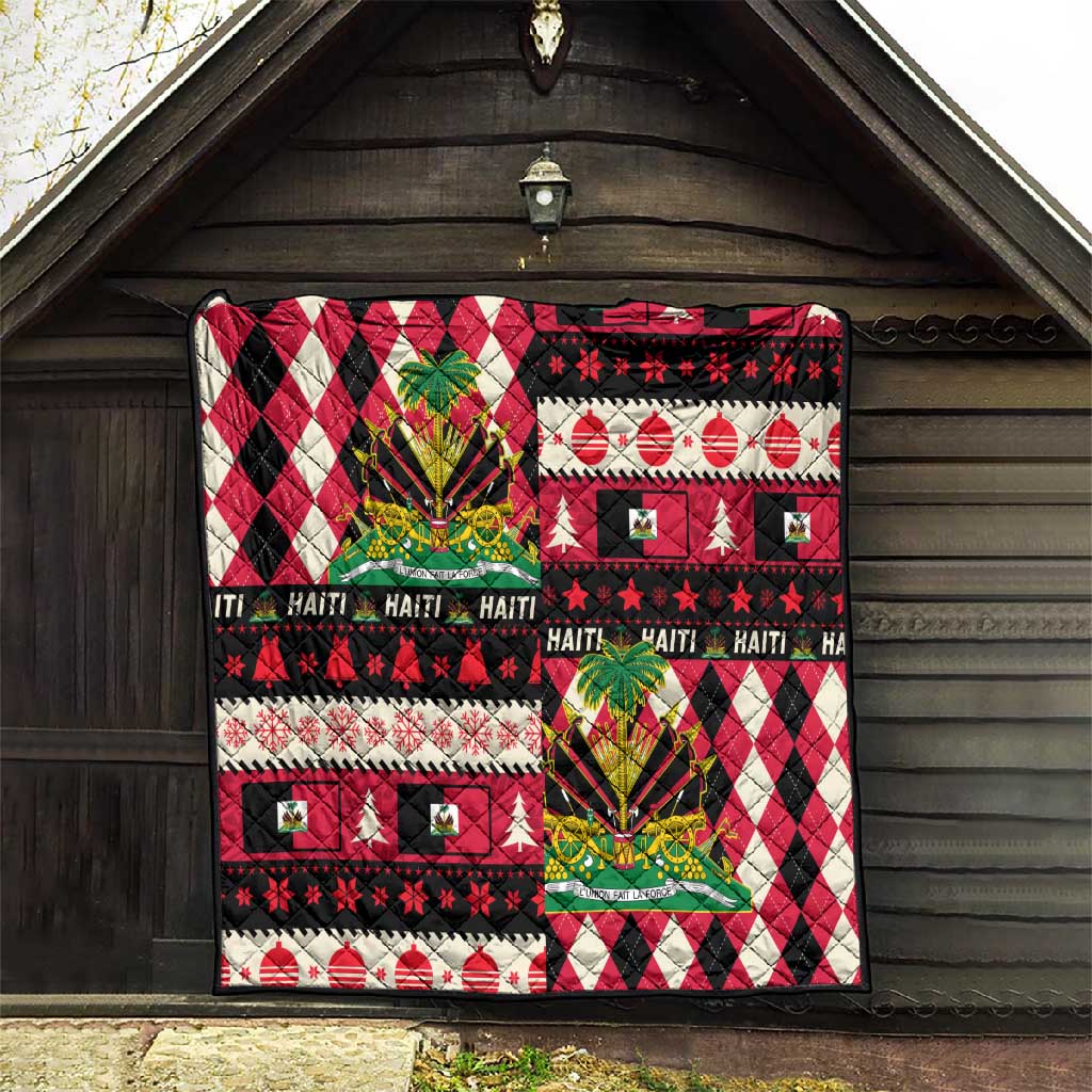 Afro Haiti 1964 Christmas Quilt Jwaye Nowe Neg Marron With Coat Of Arms - African Pride