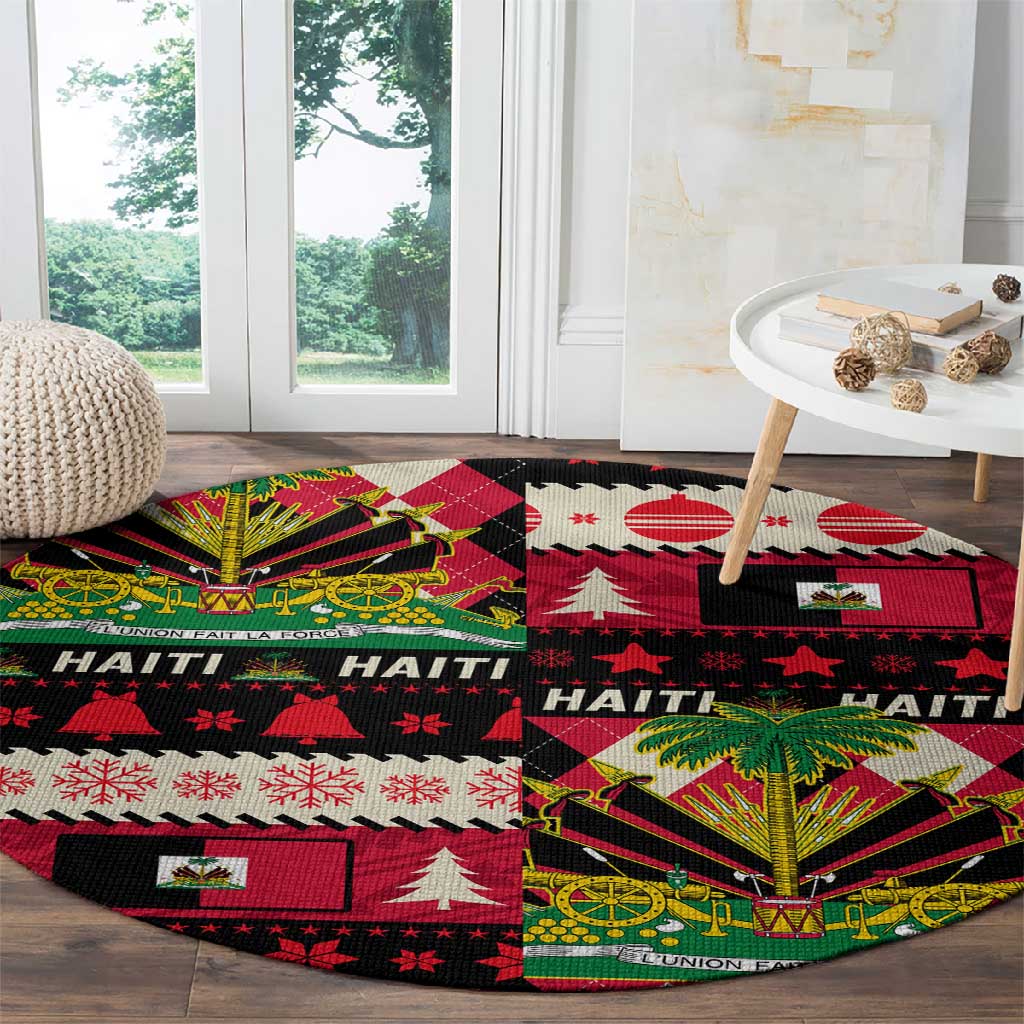 Afro Haiti 1964 Christmas Round Carpet Jwaye Nowe Neg Marron With Coat Of Arms - African Pride