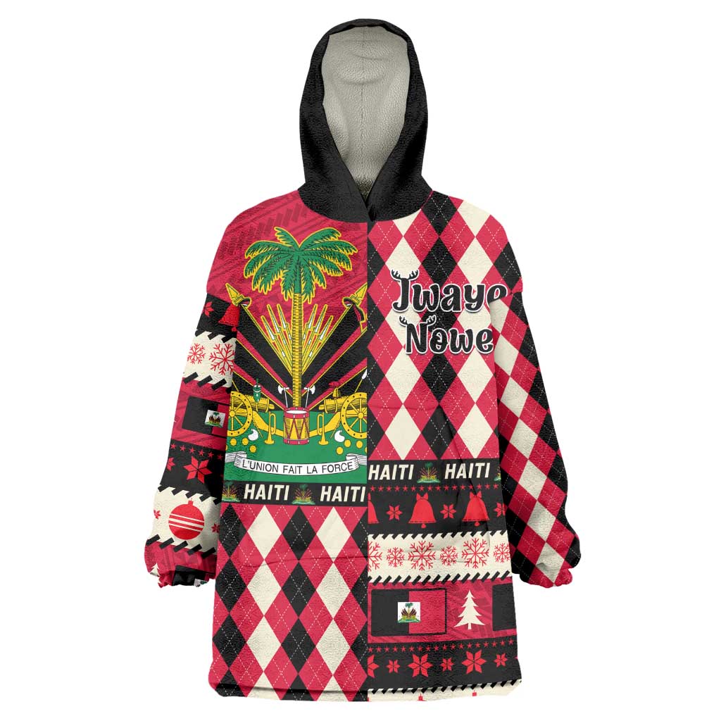 Afro Haiti 1964 Christmas Wearable Blanket Hoodie Jwaye Nowe Neg Marron With Coat Of Arms - African Pride