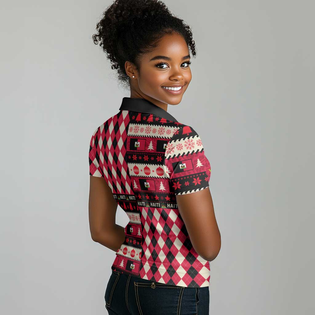 Afro Haiti 1964 Christmas Women Polo Shirt Jwaye Nowe Neg Marron With Coat Of Arms - African Pride