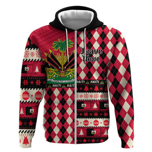 Afro Haiti 1964 Christmas Zip Hoodie Jwaye Nowe Neg Marron With Coat Of Arms - African Pride